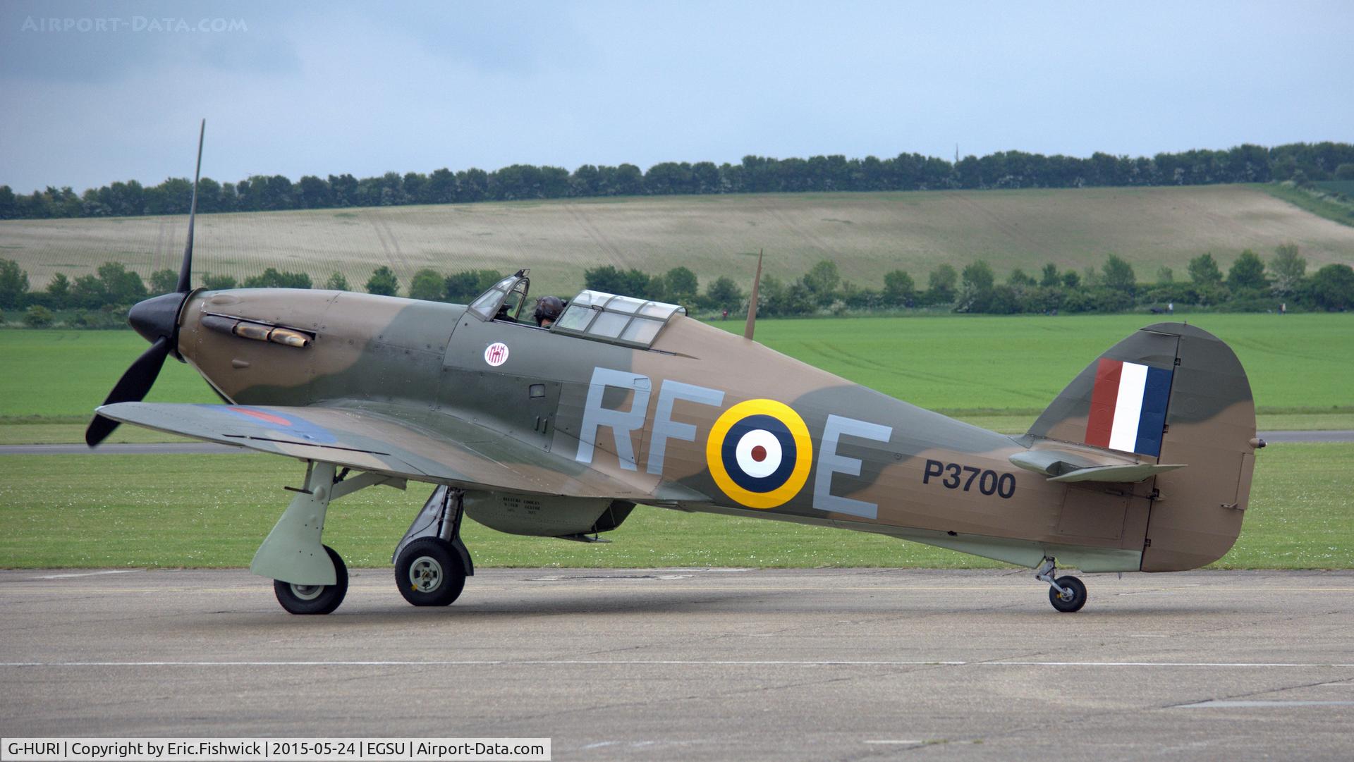 G-HURI, 1942 Hawker (CCF) Hurricane Mk12A C/N 72036, 1. P3700 at The IWM VE Day Anniversary Air Show, May 2015.
