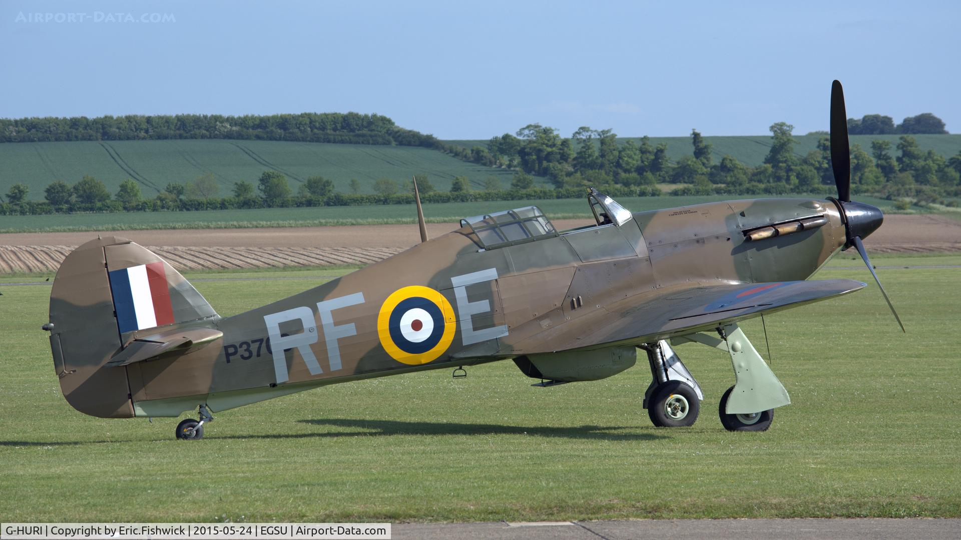 G-HURI, 1942 Hawker (CCF) Hurricane Mk12A C/N 72036, 2. P3700 at The IWM VE Day Anniversary Air Show, May 2015.