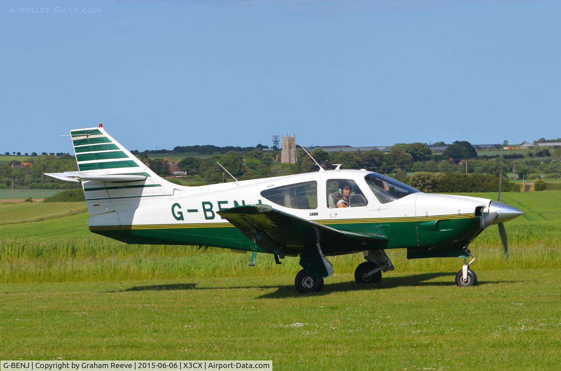 G-BENJ, 1976 Rockwell Commander 112B C/N 522, Just landed at Northrepps.