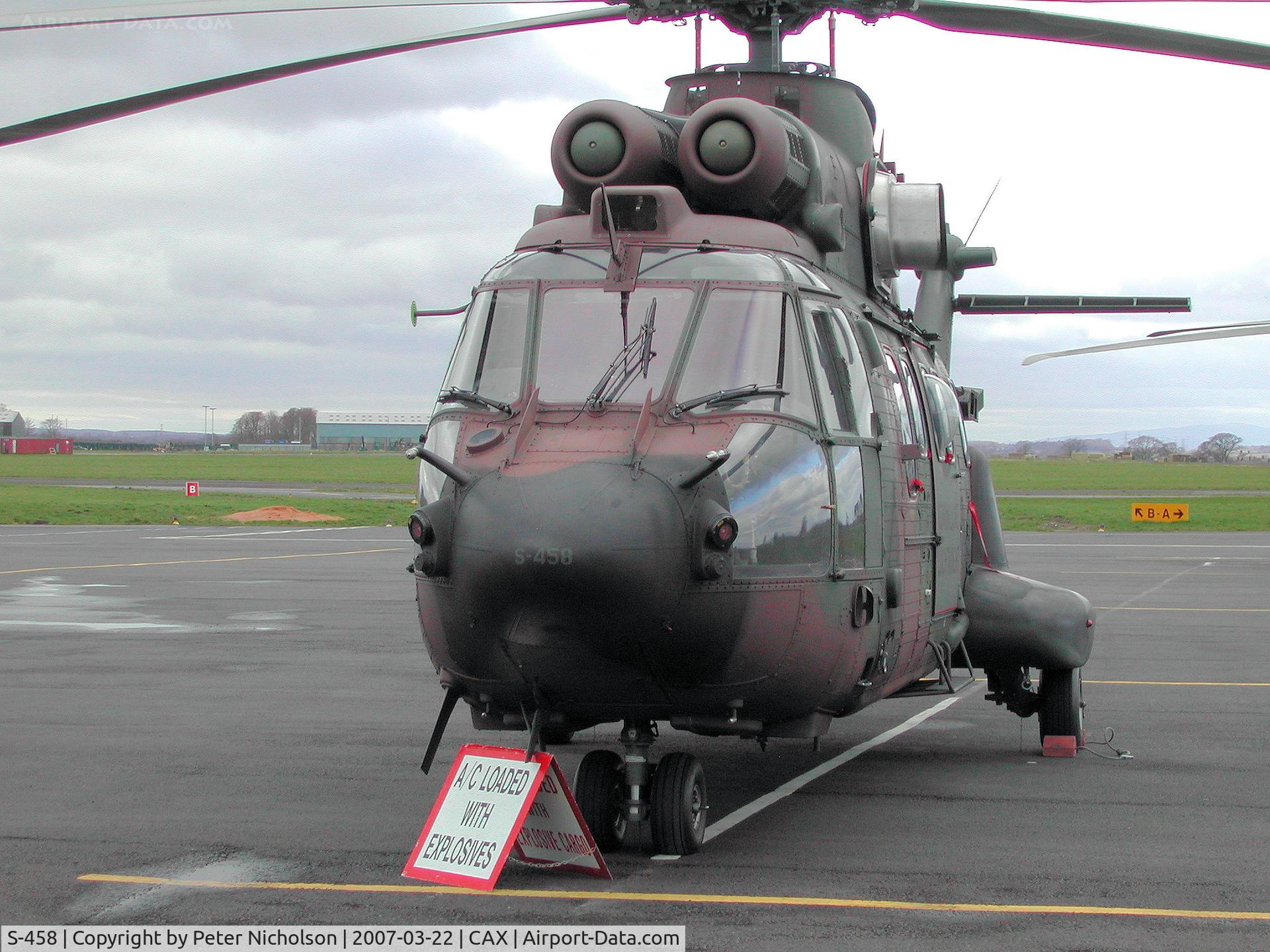 S-458, Eurocopter AS-532U2 Cougar C/N 2458, AS.532U-2 Cougar, callsign Wildcat, of 300 Squadron Royal Netherland Air Force on a visit to Carlisle in March 2007.