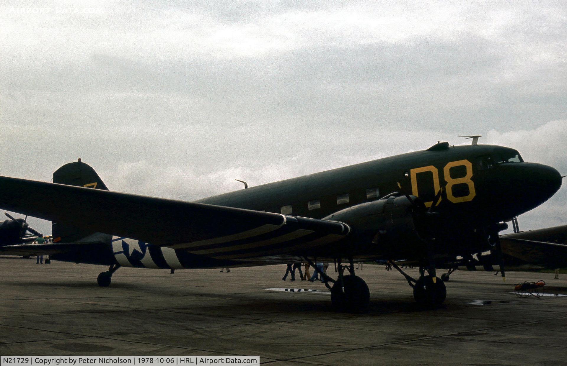 N21729, 1939 Douglas DC-3-G202A C/N 2141, C-47A Skytrain as NC21729 as seen at the 1978 Confederate Air Force's Airshow at Harlingen.