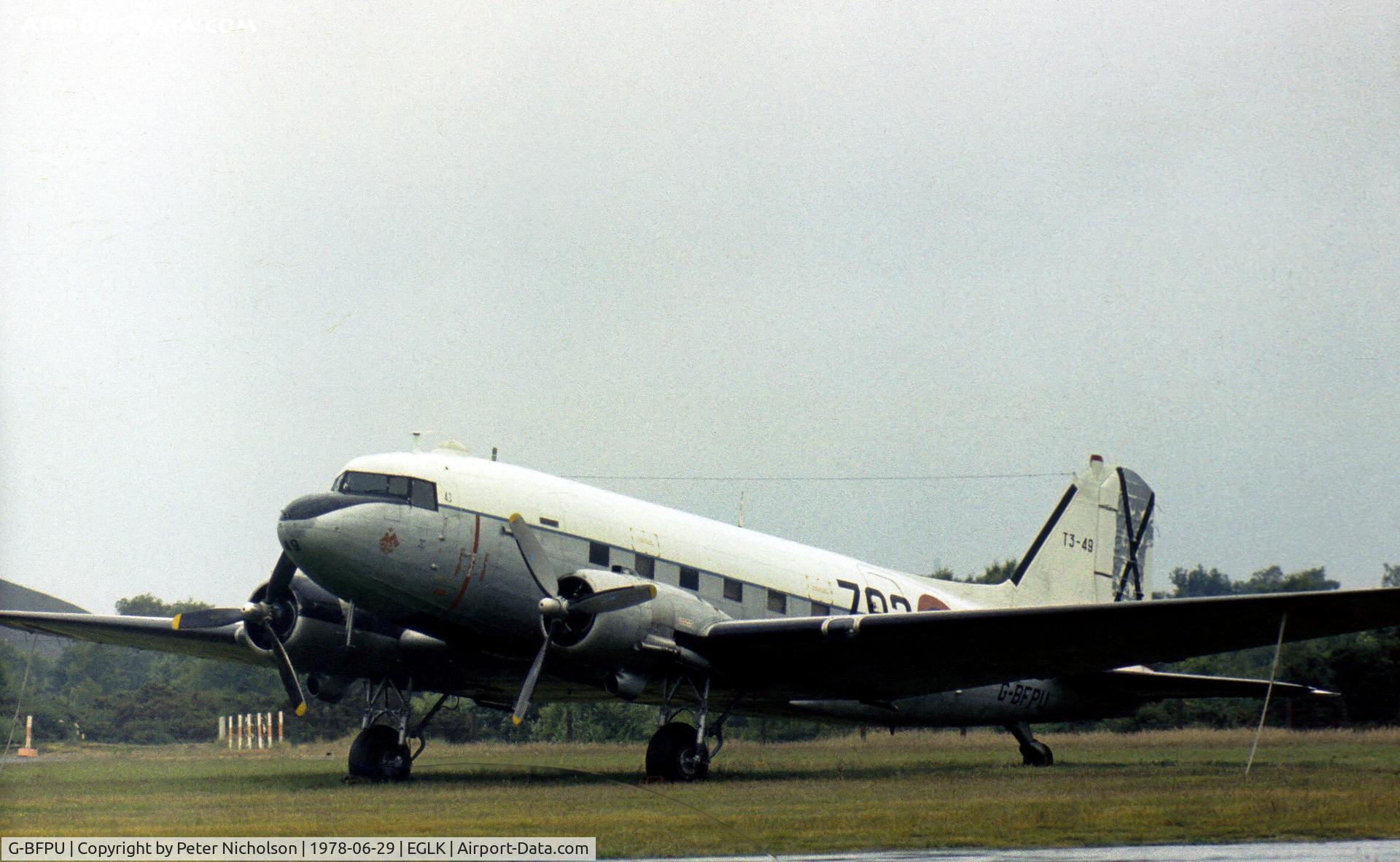 G-BFPU, Douglas C-47B Skytrain C/N 26692, This former Spanish Air Force C-47B was resident at Blackbushe in the Summer of 1978.