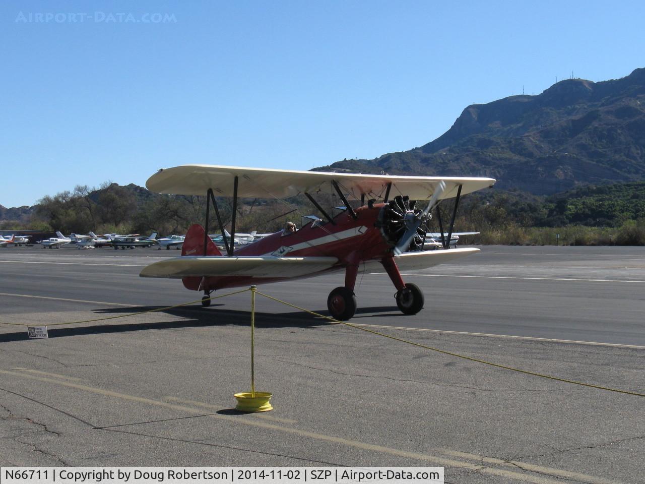 N66711, 1941 Boeing IB75A C/N 75-1675, 1941 Boeing Stearman IB75A, Jacobs R755B2 275 Hp upgrade, taxi to Rwy 04