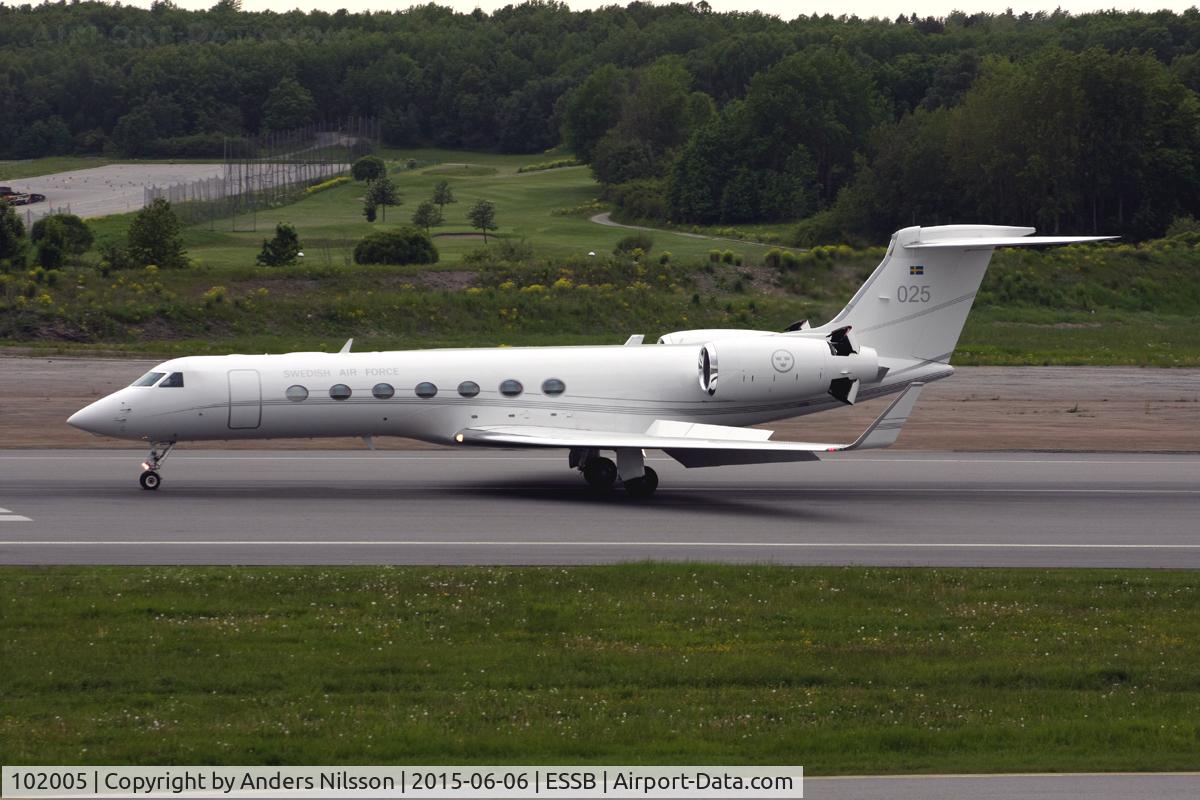 102005, 2008 Gulfstream Aerospace GV-SP (G550) C/N 5200, Arriving from Örebro with The King of Sweden, His Majesty Carl XVI Gustaf and Her Majesty Queen Silvia.