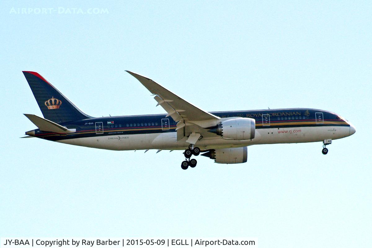 JY-BAA, 2014 Boeing 787-8 Dreamliner C/N 37983, Boeing 787-8 Dreamliner [37983] (Royal Jordanian Airlines) Home~G 09/05/2015. Om approach 27L.