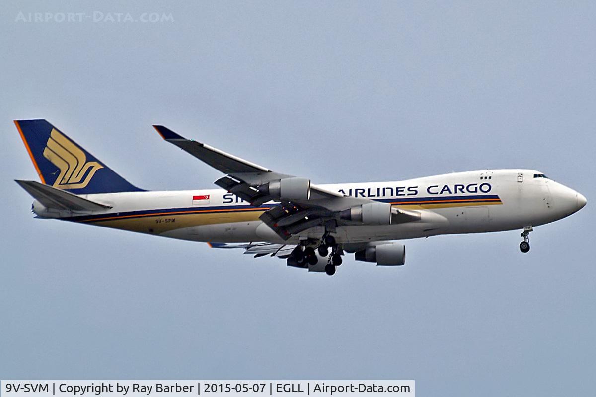9V-SVM, 2003 Boeing 777-212/ER C/N 30874, Boeing 747-412F [32898] (Singapore Airlines Cargo) Home~G 07/05/2015. On approach 27L.