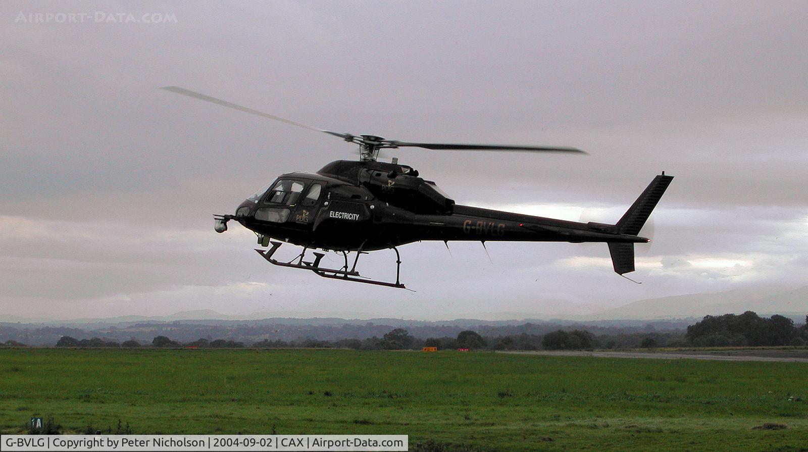 G-BVLG, 1980 Aerospatiale AS-355F-1 Ecureuil 2 C/N 5011, This AS-355F-1 Ecureuil 2 of PLM Dollar Group was engaged on survey work when seen at Carlisle in September 2004.