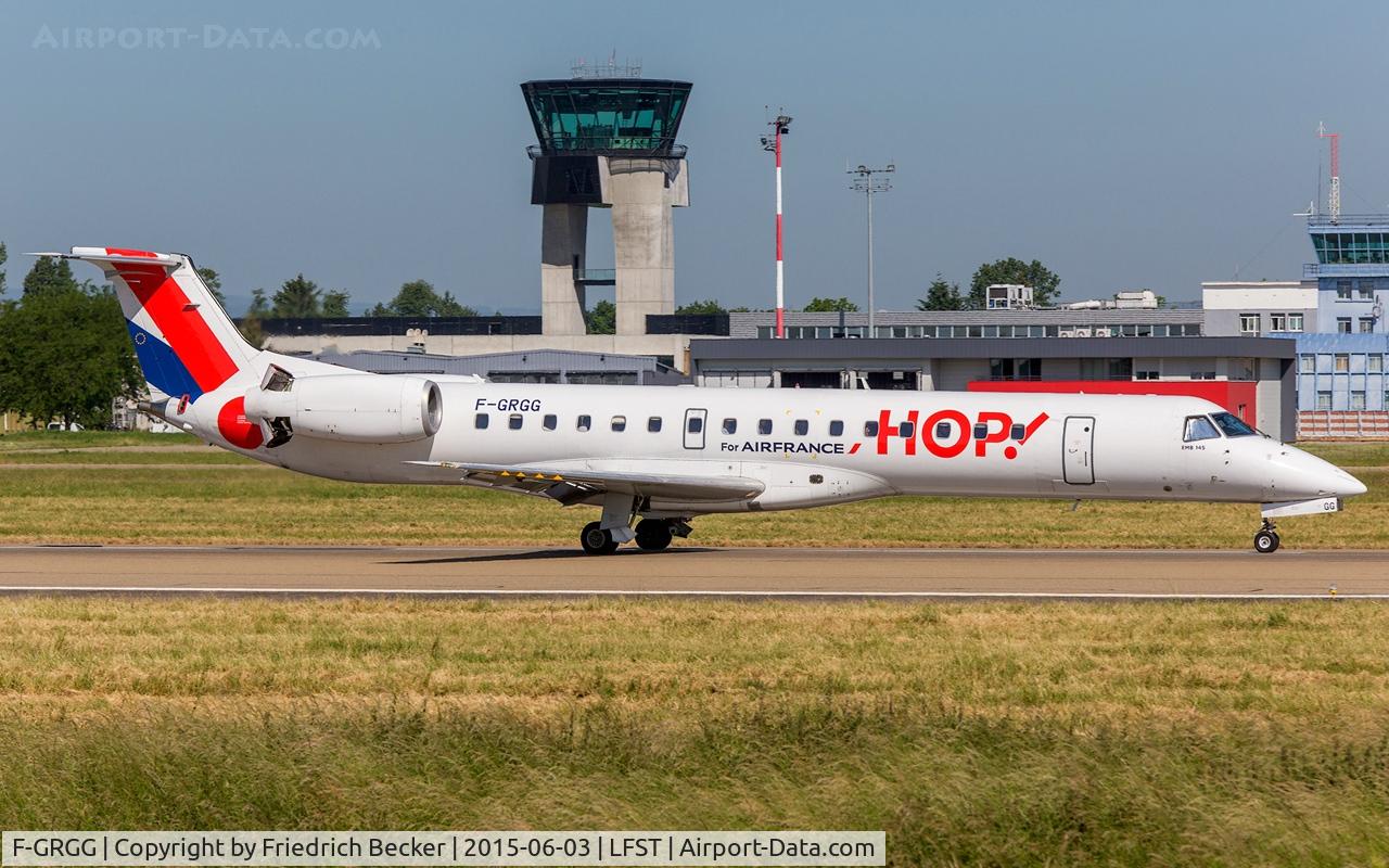 F-GRGG, 1999 Embraer ERJ-145EP (EMB-145EP) C/N 145118, decelerating after touchdown at Strasbourg