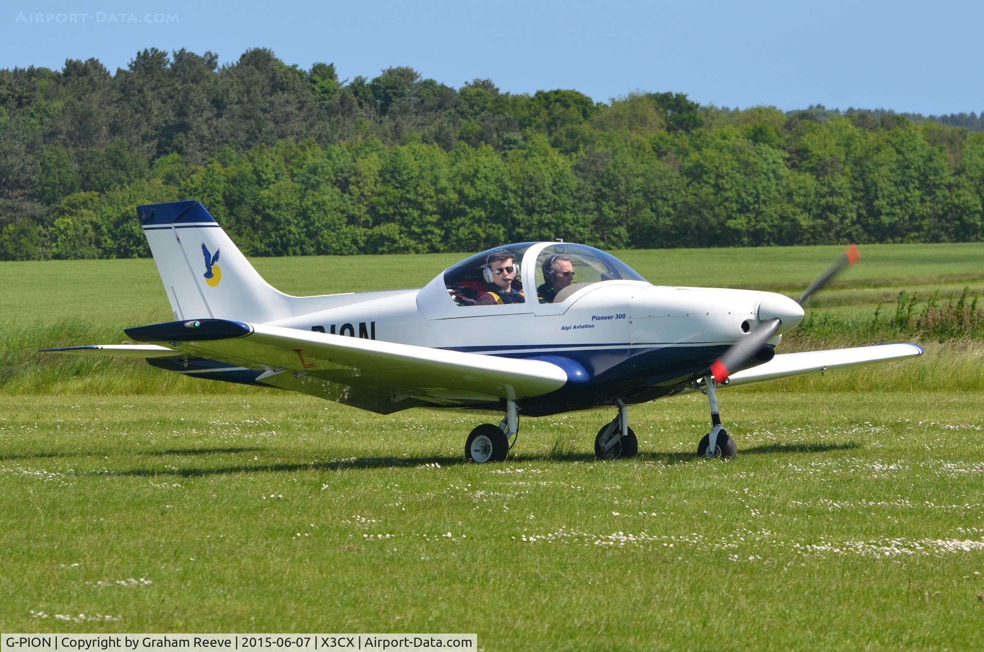 G-PION, 2005 Alpi Aviation Pioneer 300 C/N PFA 330-14294, About to depart from Northrepps.