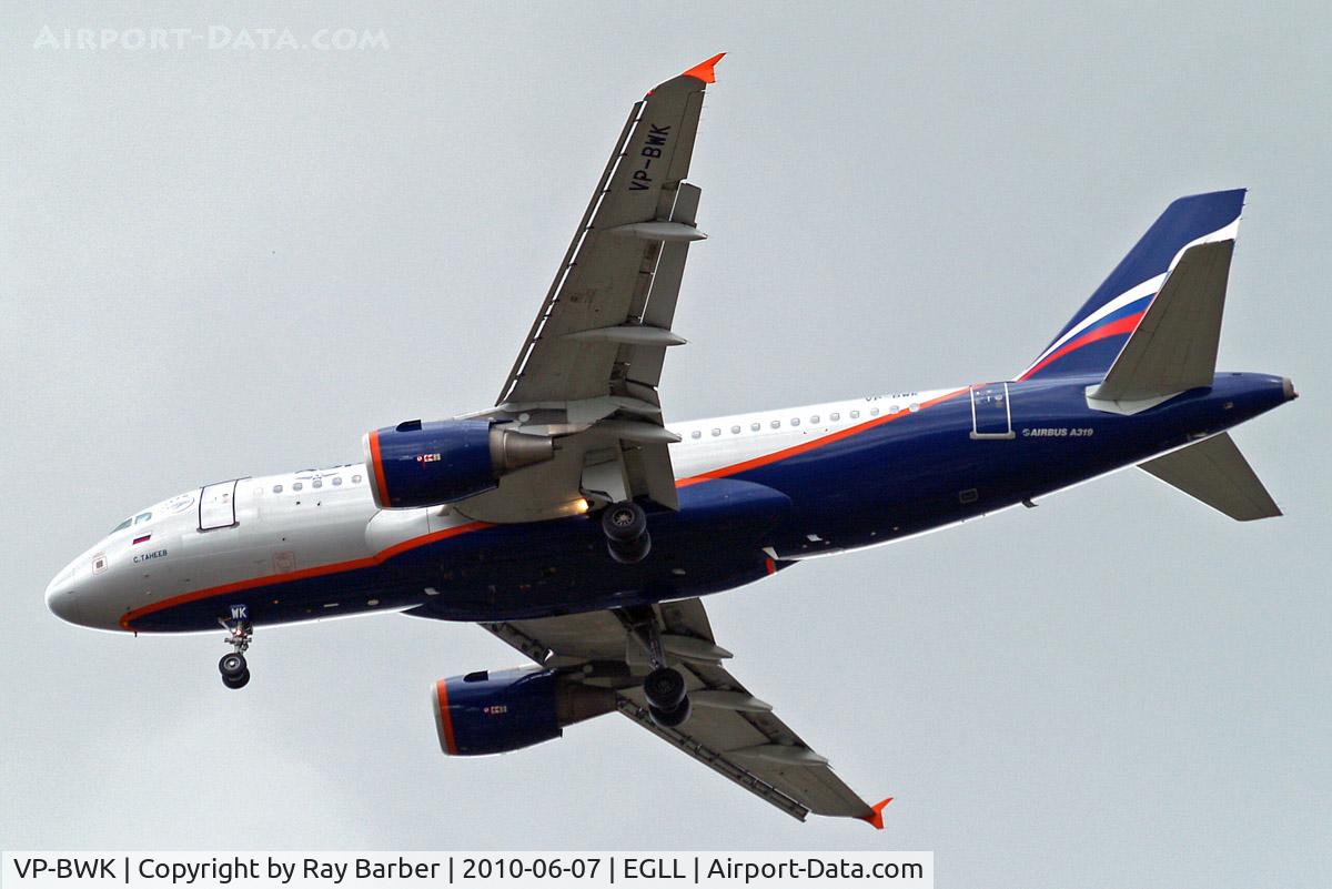 VP-BWK, 2004 Airbus A319-111 C/N 2222, Airbus A319-111 [2222] (Aeroflot Russian Airlines) Home~G 07/06/2010. On approach 27R.