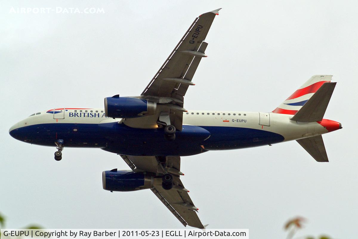G-EUPU, 2000 Airbus A319-131 C/N 1384, Airbus A319-131 [1384] (British Airways) Home~G 23/05/2011. On approach 27R.