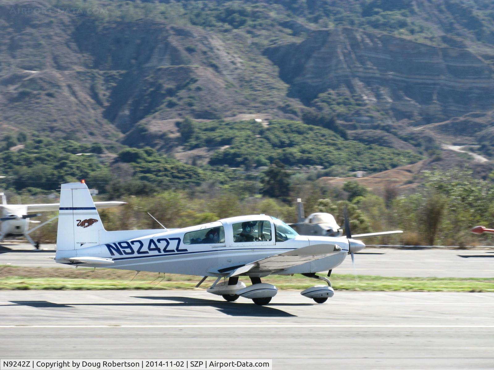 N9242Z, 1975 Grumman American AA-5B Tiger C/N AA5B-0183, 1975 Grumman American AA-5B TIGER, Lycoming O&VO-360 180 Hp, landing roll Rwy 22