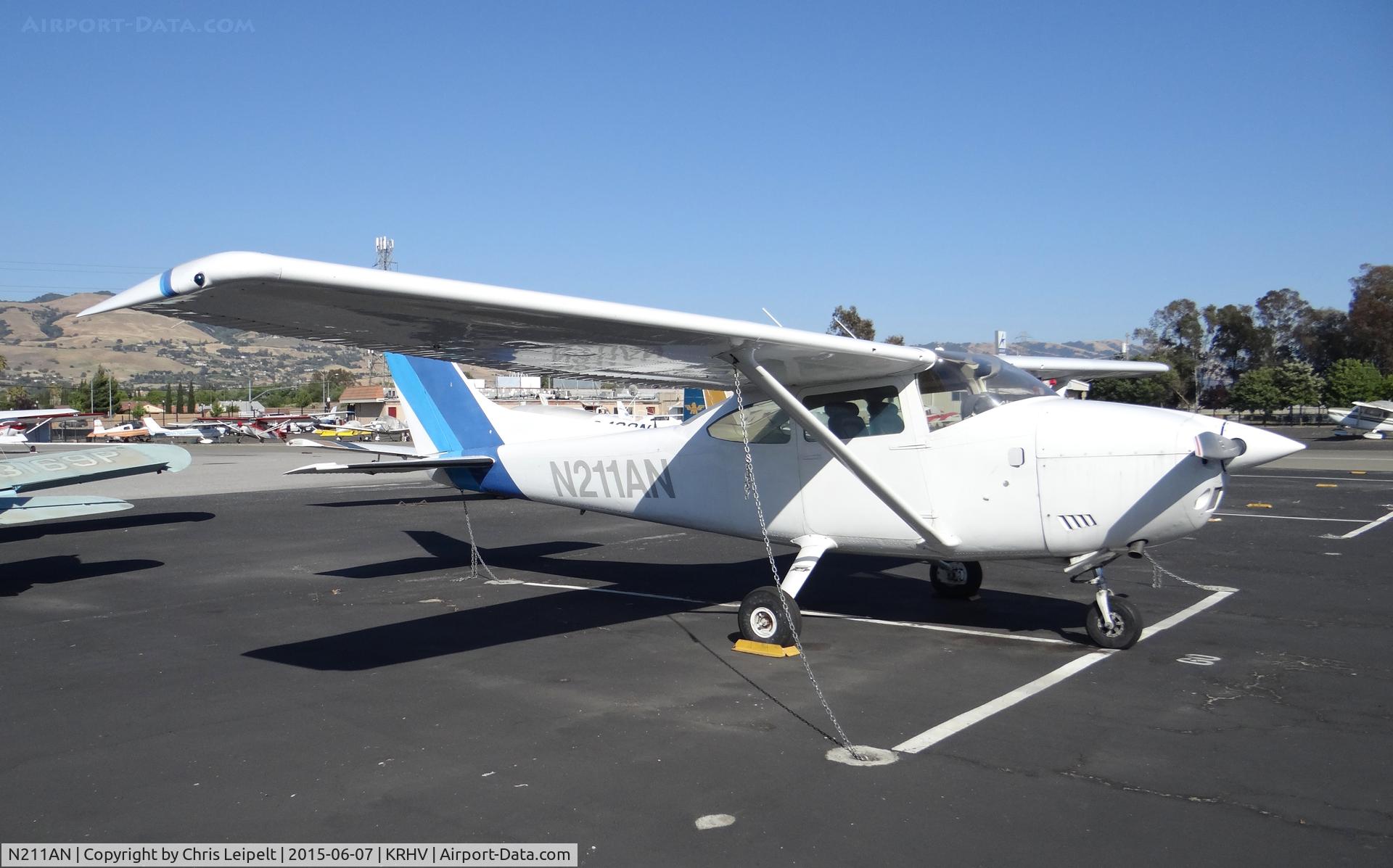 N211AN, 1974 Cessna 182P Skylane C/N 18263220, A local 1974 Cessna 182P parked at Discovery Air because the Nice Air ramp was full. Photo taken at Reid Hillview Airport, CA.