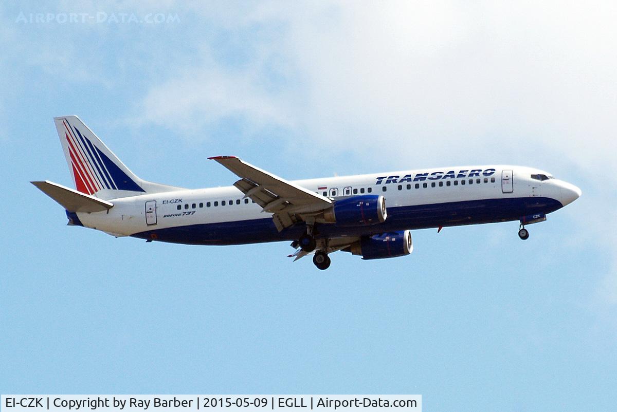 EI-CZK, 1989 Boeing 737-4YO C/N 24519, Boeing 737-4Y0 [24519] (Transaero Airlines) Home~G 09/05/2015. On approach 27L.