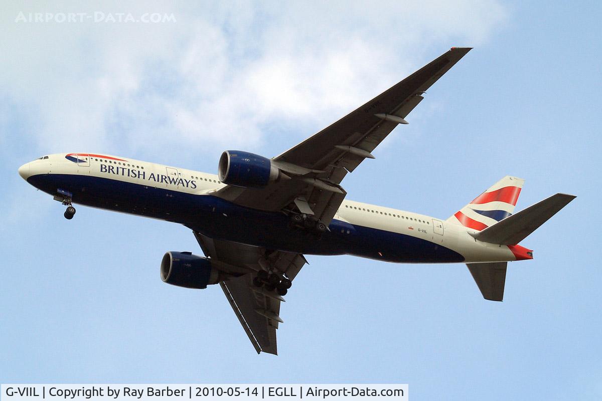 G-VIIL, 1998 Boeing 777-236/ER C/N 27493, Boeing 777-236ER [27493] (British Airways) Home~G 14/05/2010. On approach 27R.