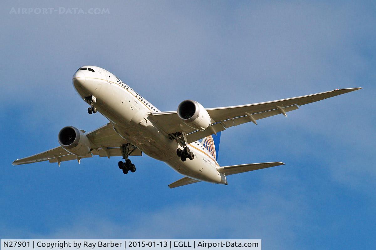 N27901, 2012 Boeing 787-8 Dreamliner C/N 34821, Boeing 787-8 Dreamliner [34821] (United Airlines) Home~G 13/01/2015. On approach 27R.