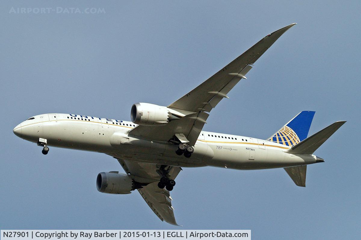 N27901, 2012 Boeing 787-8 Dreamliner C/N 34821, Boeing 787-8 Dreamliner [34821] (United Airlines) Home~G 13/01/2015. On approach 27R.