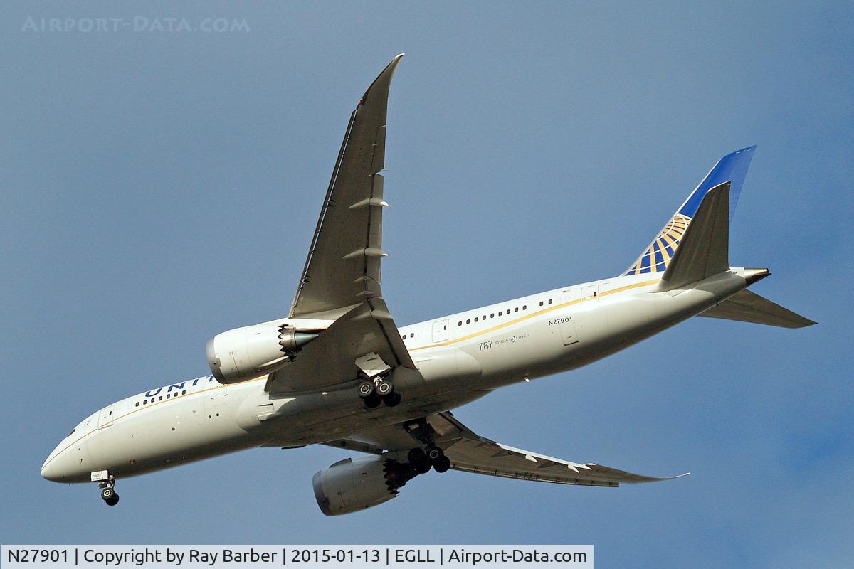 N27901, 2012 Boeing 787-8 Dreamliner C/N 34821, Boeing 787-8 Dreamliner [34821] (United Airlines) Home~G 13/01/2015. On approach 27R.