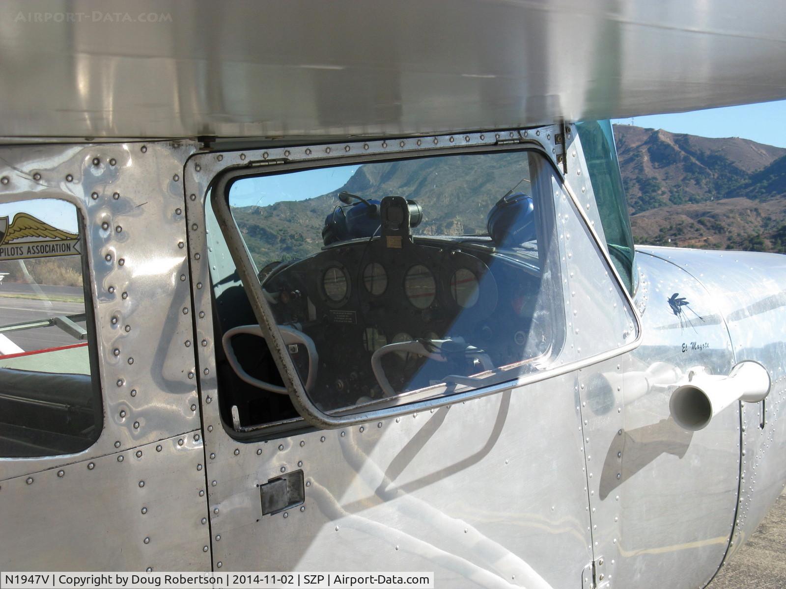 N1947V, 1947 Cessna 120 C/N 14239, 1947 Cessna 120, Continental C85 85 Hp, panel, extra side window mod like C140, venturi forward