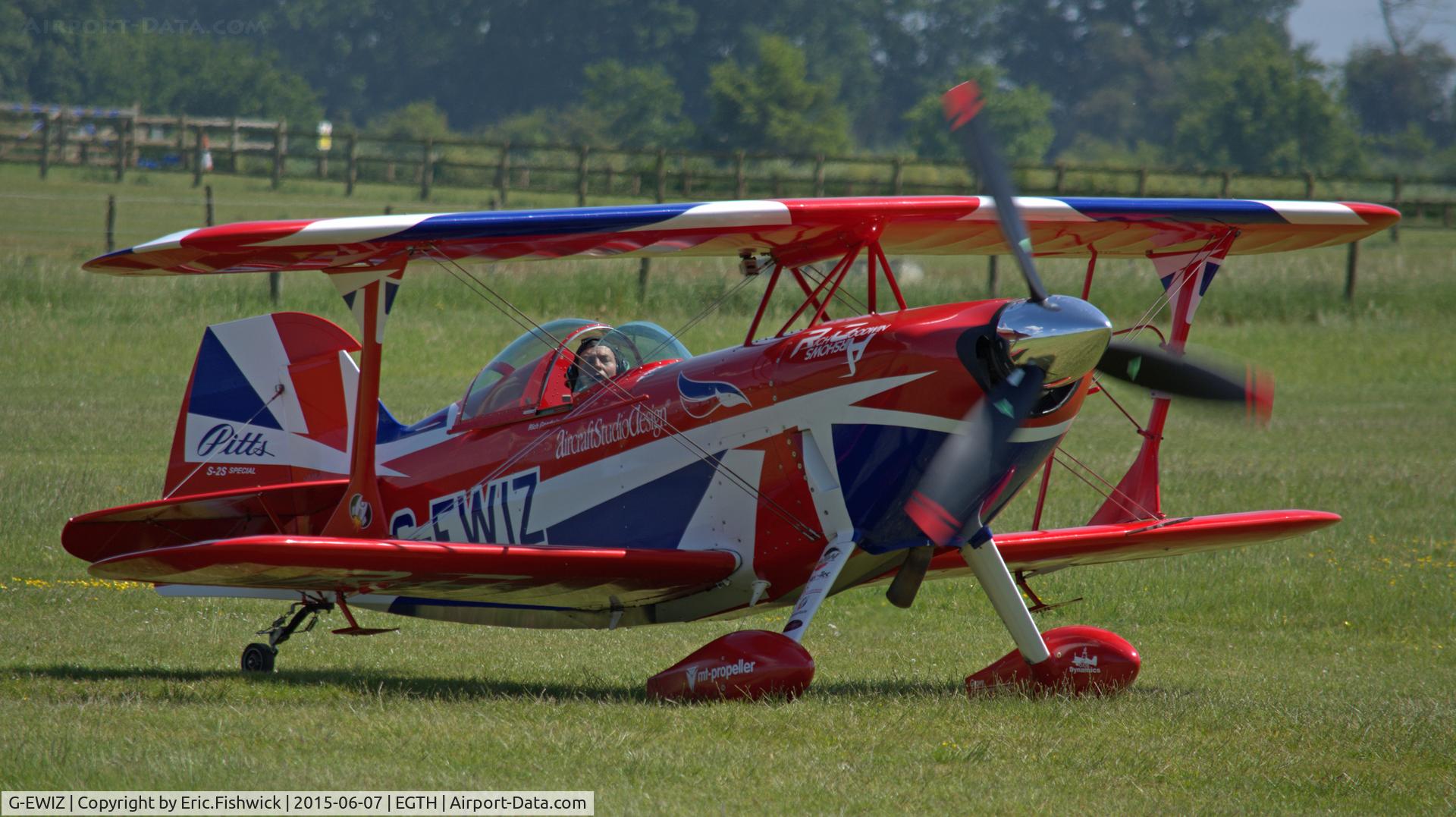 G-EWIZ, 1981 Pitts S-2S Special C/N S18, 3. G-EWIZ returns triumphant after a powerful display at The Shuttleworth Flying Day and LAA Party in the Park, June 2015.