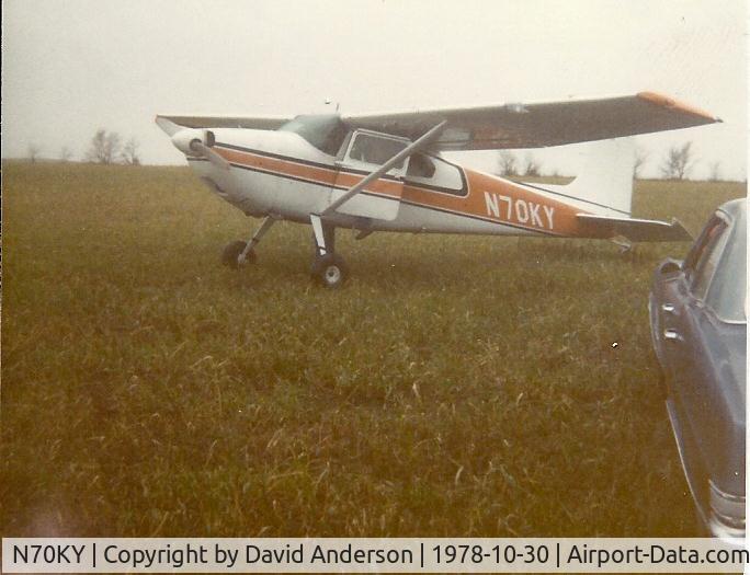 N70KY, 1953 Cessna 180 C/N 30094, October 1977, 15 miles south of Tioga, ND, for Bruce Hanson's nephew's wedding.