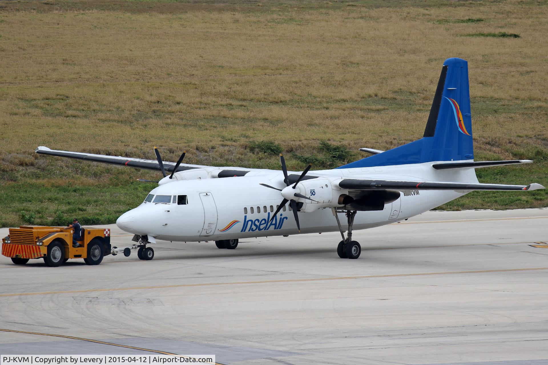 PJ-KVM, 1993 Fokker 50 C/N 20288, Towing to the spot for her next flight.