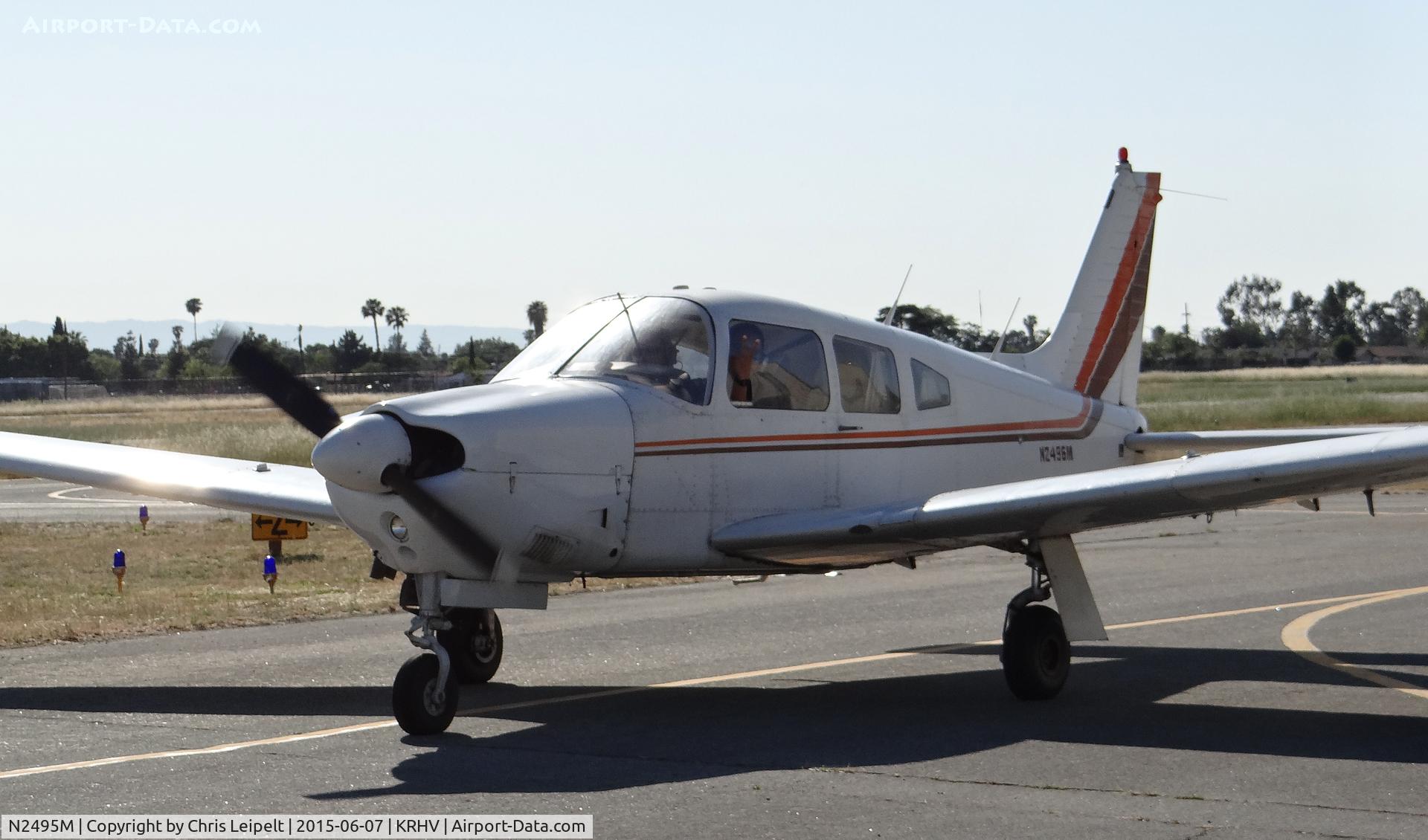 N2495M, 1977 Piper PA-28R-201 Cherokee Arrow III C/N 28R-7837090, A local 1977 Piper 28 Archer taxing down Z for some VFR flying around the bay on a beautiful day at Reid Hillview Airport, CA.