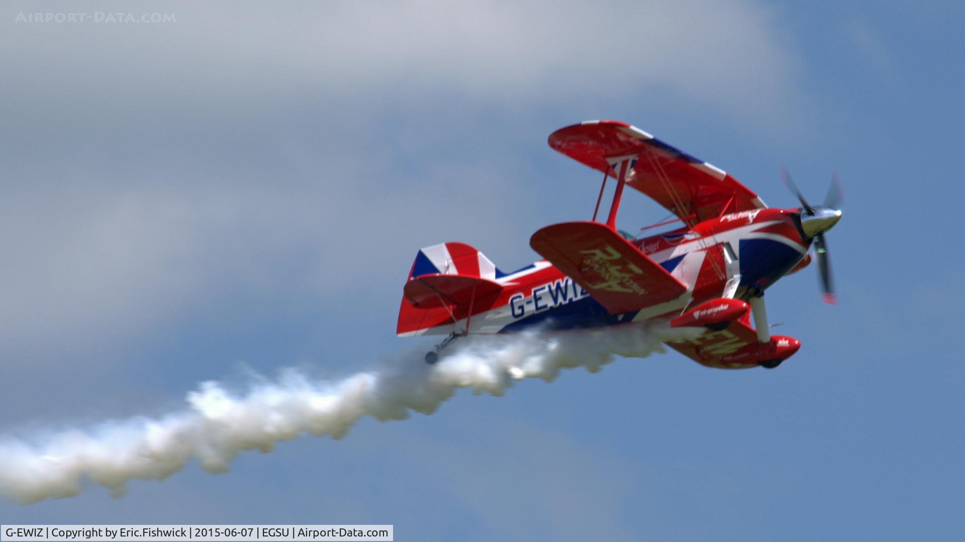 G-EWIZ, 1981 Pitts S-2S Special C/N S18, 42. G-EWIZ in display mode at The Shuttleworth Flying Day and LAA Party in the Park, June 2015.