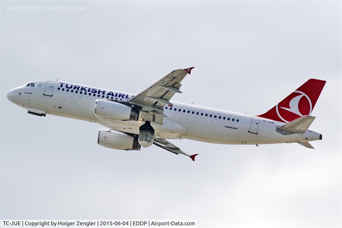 TC-JUE, 2003 Airbus A320-232 C/N 2156, Leaving LEJ to IST via rwy 08L...