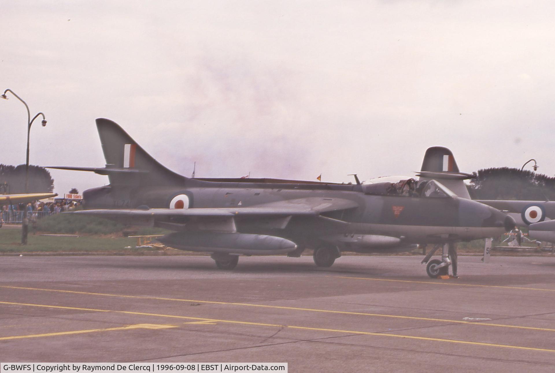 G-BWFS, 1959 Hawker Hunter F.58 C/N 41H-697425, With XL741 serial at the Brustem airshow 1996.