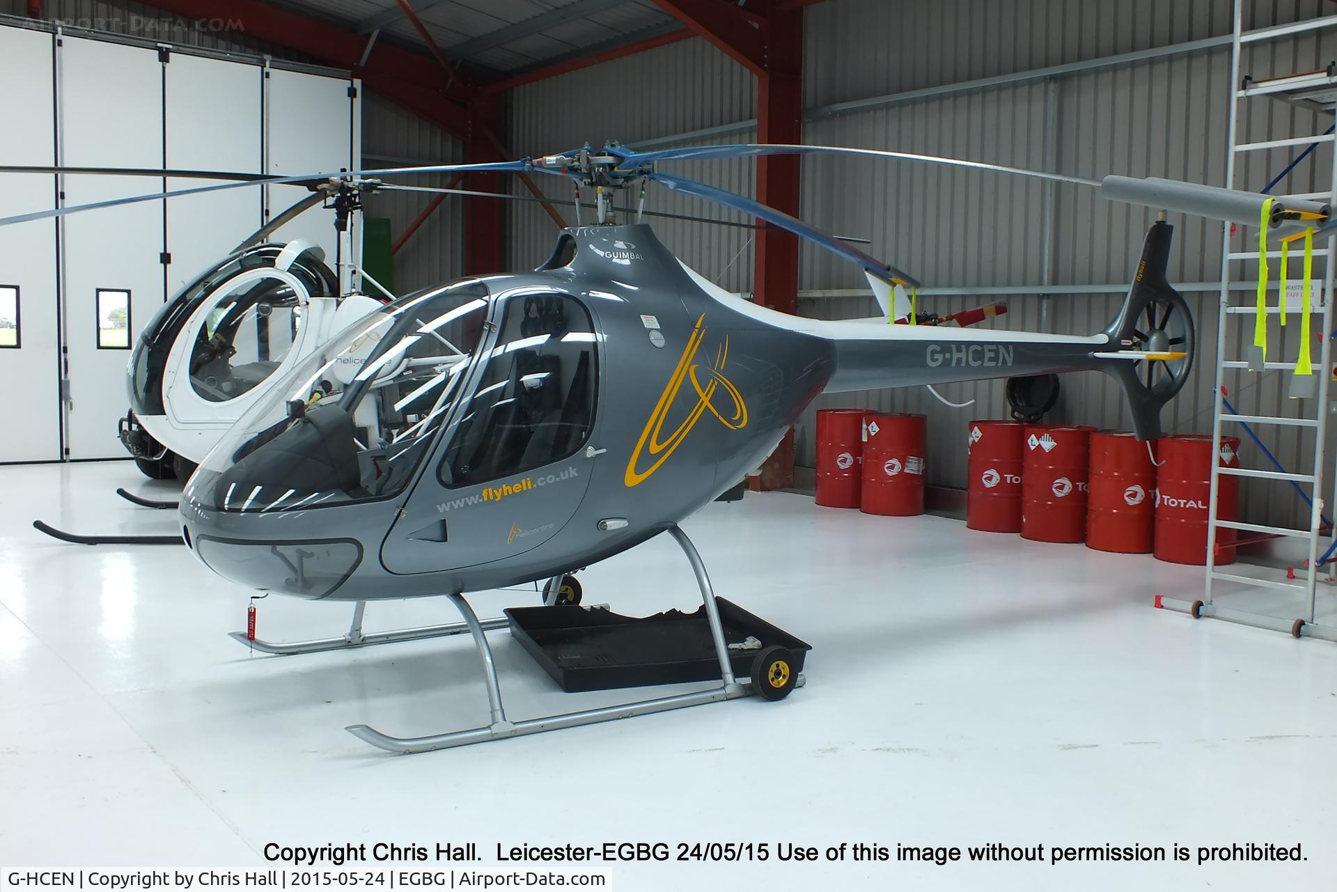 G-HCEN, 2014 Guimbal Cabri G2 C/N 1079, inside the Flyheli hangar