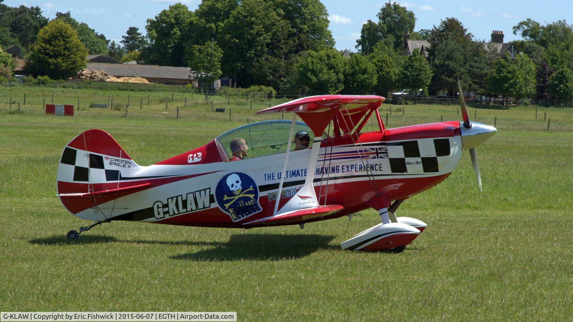 G-KLAW, 2010 Christen Eagle II C/N 003-1, 2. G-KLAW arriving at The Shuttleworth Flying Day and LAA Party in the Park, June 2015.