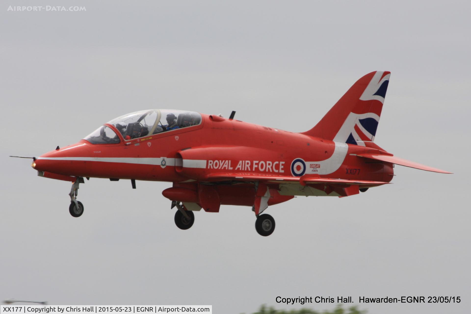 XX177, 1977 Hawker Siddeley Hawk T.1 C/N 024/312024, arriving at Hawarden for the Airshow at Llandudno