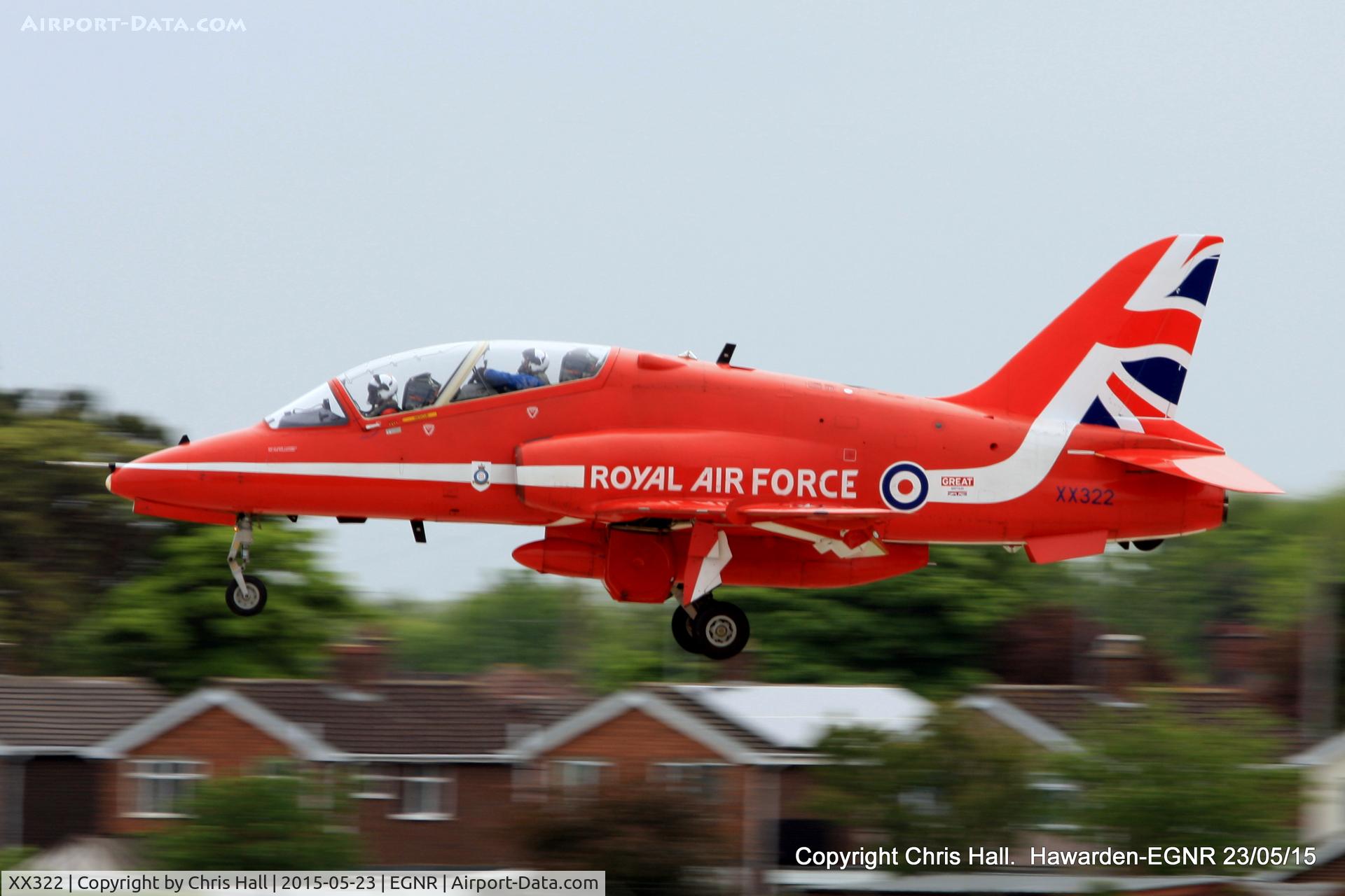 XX322, 1980 Hawker Siddeley Hawk T.1A C/N 165/312147, arriving at Hawarden for the Airshow at Llandudno
