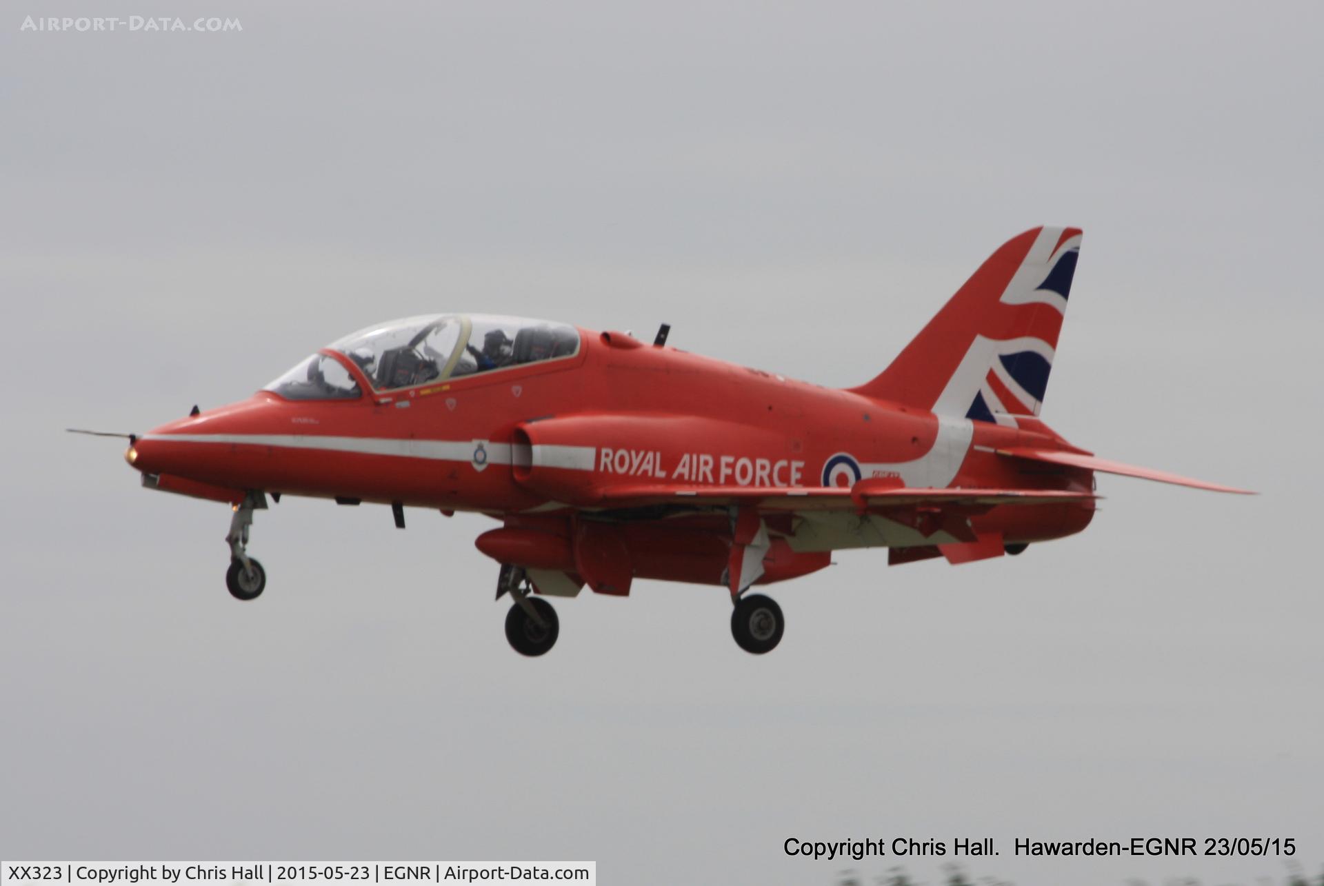 XX323, 1980 Hawker Siddeley Hawk T.1 C/N 167/312148, arriving at Hawarden for the Airshow at Llandudno