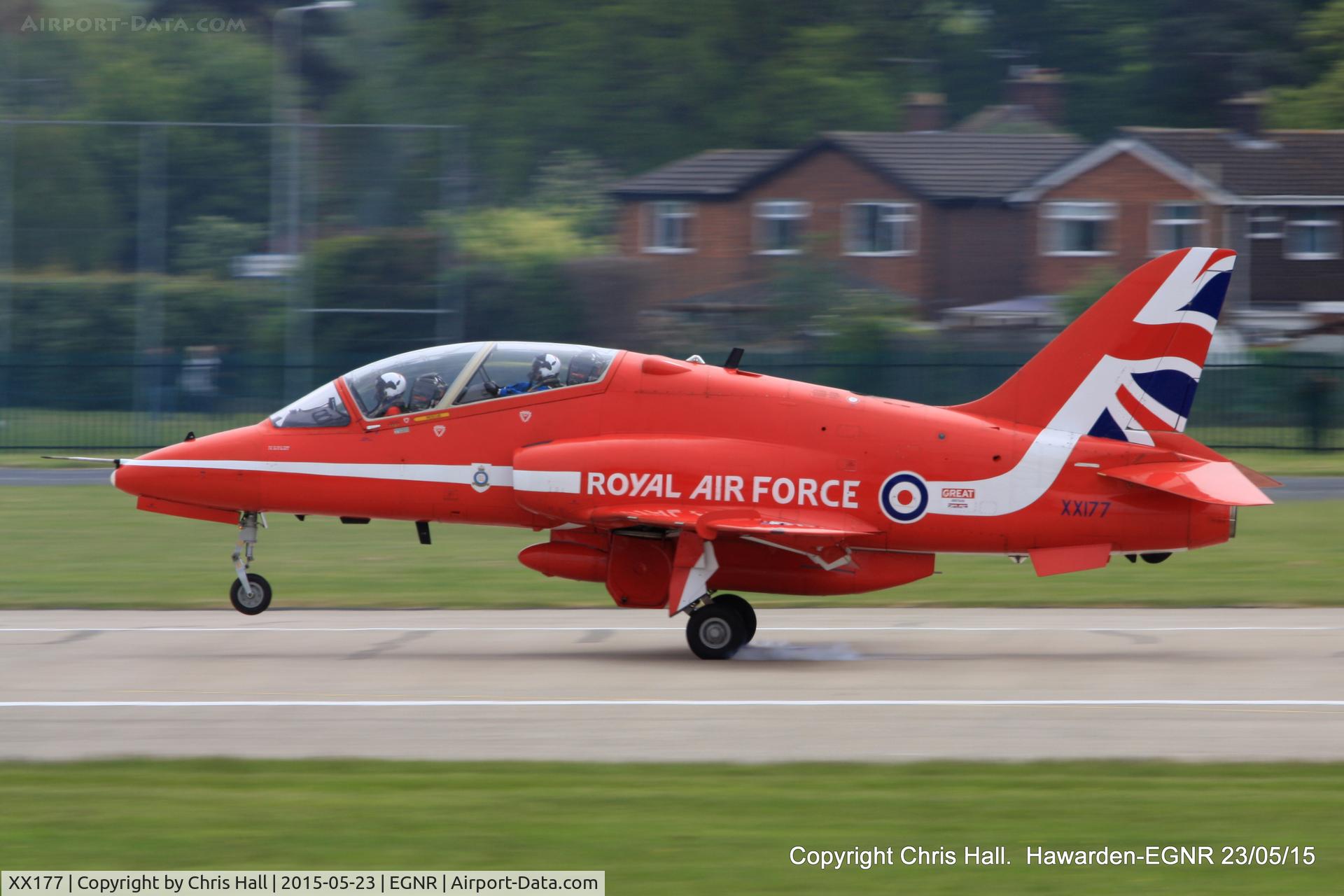 XX177, 1977 Hawker Siddeley Hawk T.1 C/N 024/312024, arriving at Hawarden for the Airshow at Llandudno
