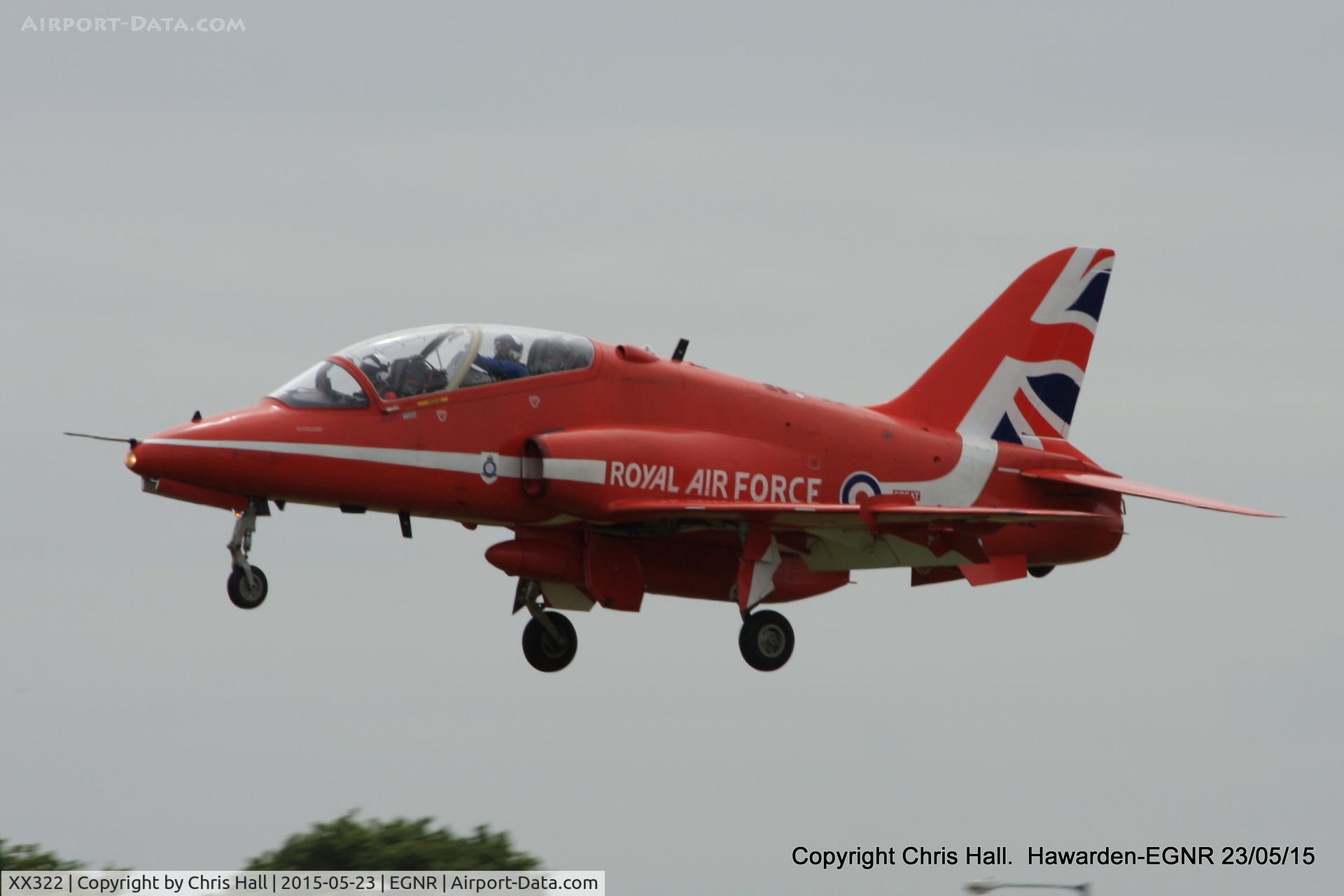 XX322, 1980 Hawker Siddeley Hawk T.1A C/N 165/312147, arriving at Hawarden for the Airshow at Llandudno