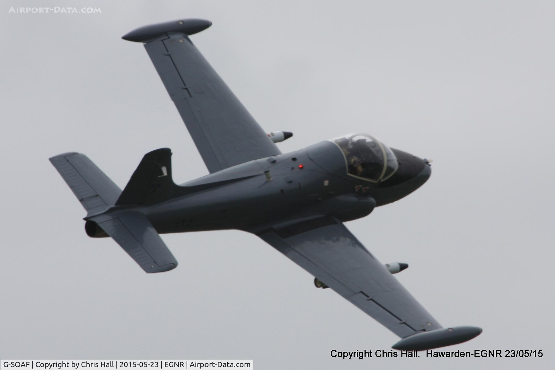 G-SOAF, 1986 BAC 167 Strikemaster Mk.82A C/N 425, departing for the Llandudno Airshow