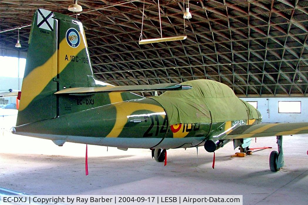 EC-DXJ, 1972 Hispano HA-220D Saeta C/N 22/114, Hispano HA.220D Super Saeta [22/114] Palma-Son Bonet~EC 17/09/2004 Taken through open hangar window.