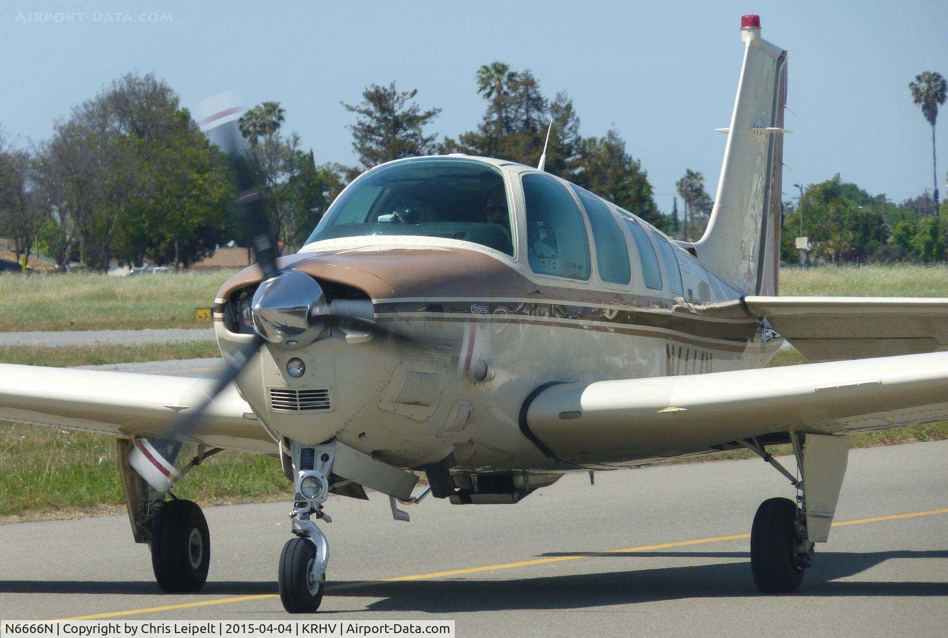 N6666N, 1984 Beech B36TC Bonanza C/N EA-442, A transient Beechcraft Bonanza 36TC from Arizona visiting at Reid Hillview Airport, CA.