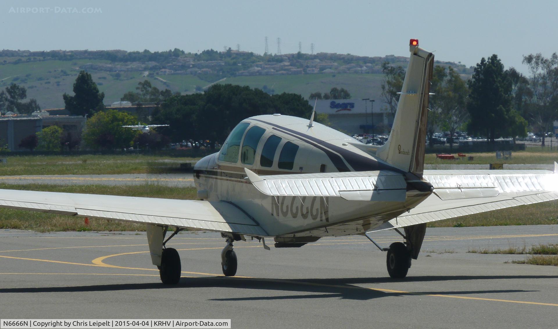 N6666N, 1984 Beech B36TC Bonanza C/N EA-442, A transient Beechcraft Bonanza 36TC from Arizona visiting at Reid Hillview Airport, CA.