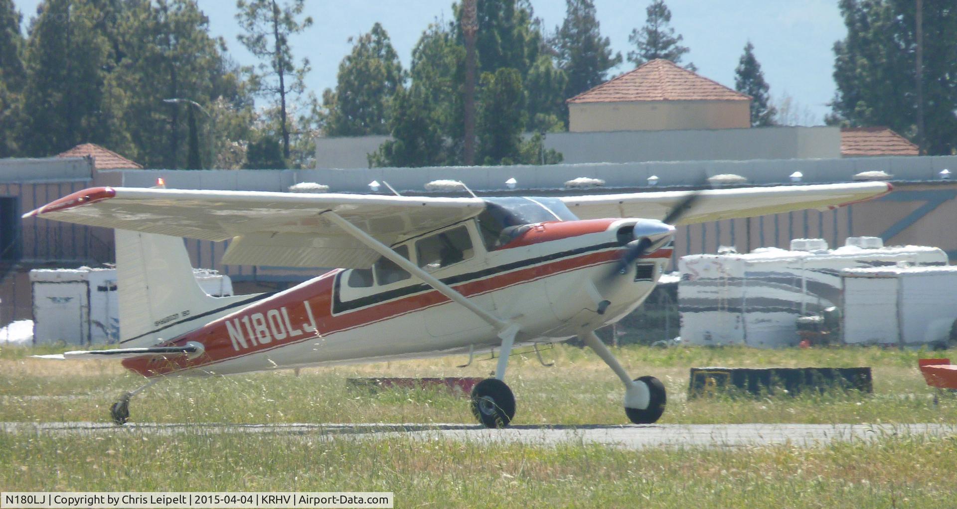 N180LJ, 1973 Cessna 180J C/N 18052408, A local 1973 Cessna 180J landing on runway 31R at Reid Hillview Airport, CA.