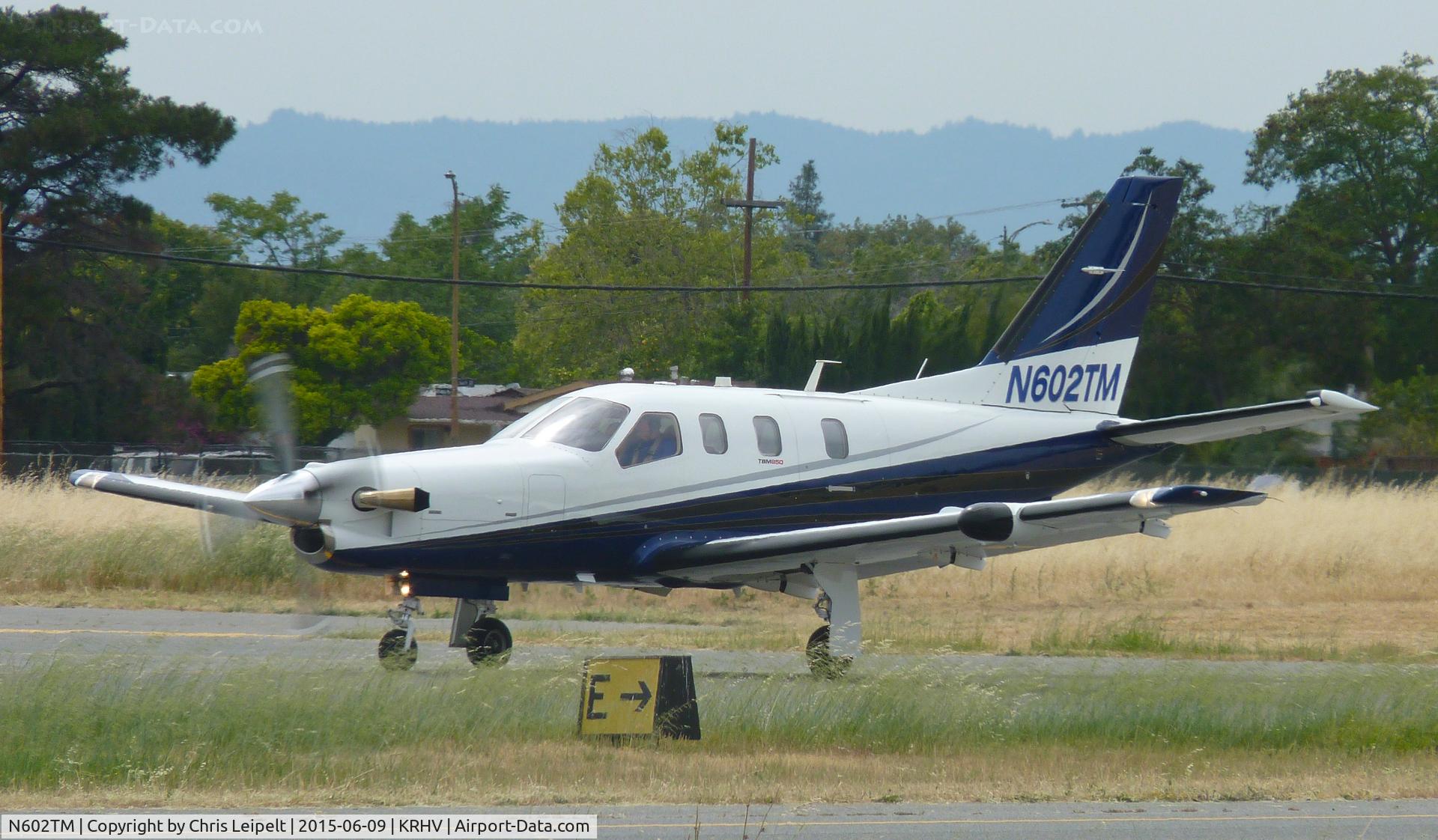 N602TM, 2011 Socata TBM-850 C/N 602, A local 2011 Socata TBM 850 rolling down runway 13L for an IFR departure (reverse approach/departure operations) at Reid Hillview Airport, CA.