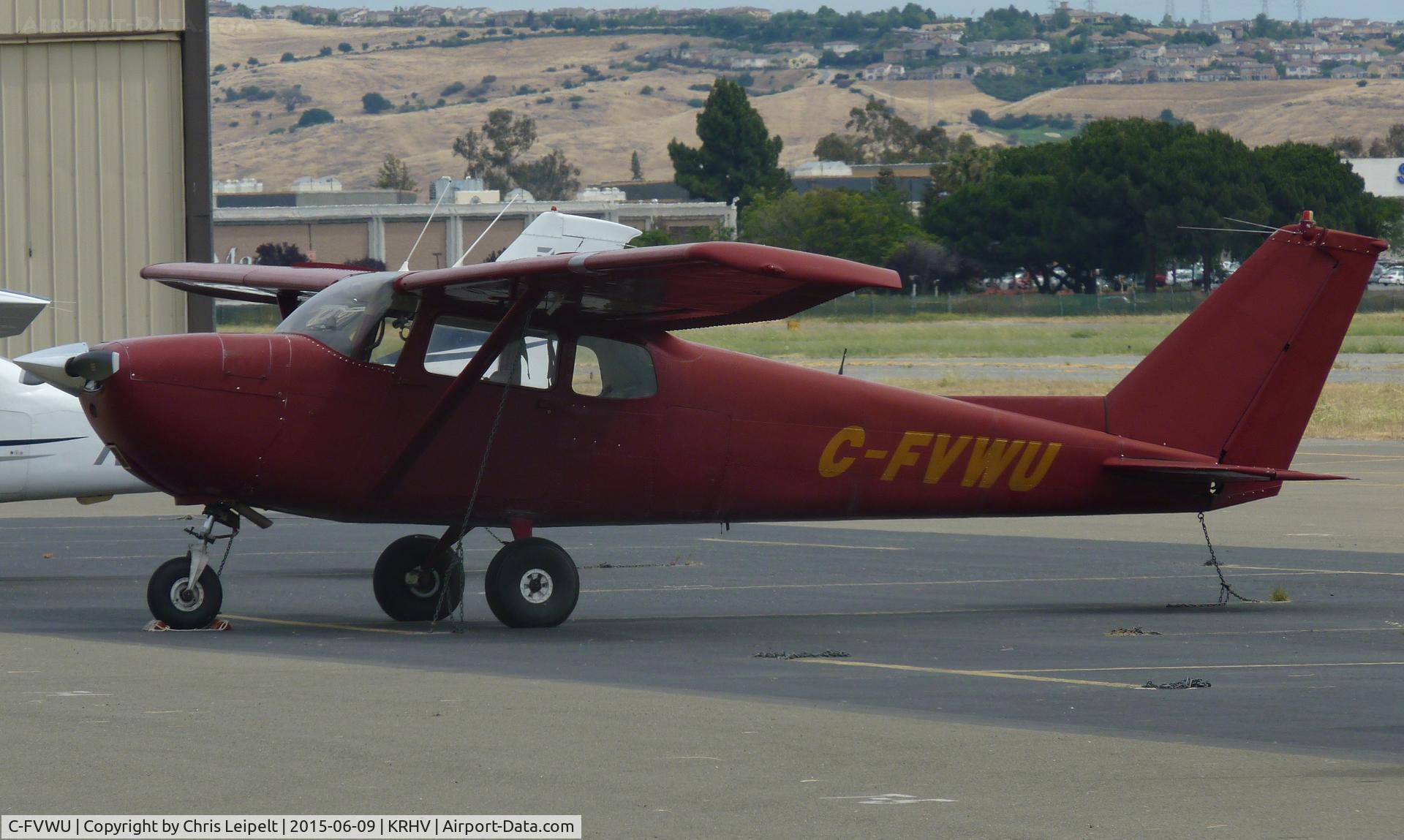 C-FVWU, 1960 Cessna 175A Skylark C/N 56693, A transient 1960 Cessna 175A Skylark in a bright maroon livery at the transient ramp at Reid Hillview Airport, CA. This is the 1st Canadian registered aircraft I've seen at KRHV.