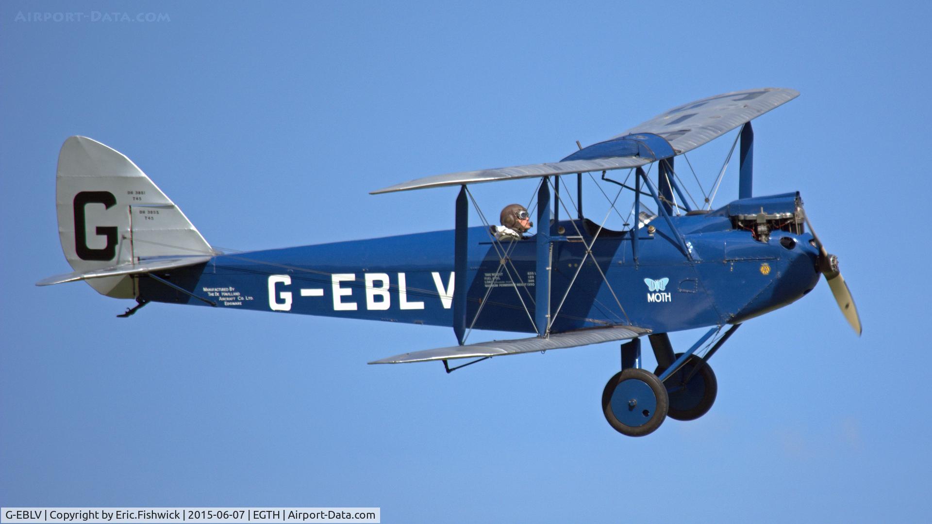 G-EBLV, 1925 De Havilland DH-60 Moth C/N 188, 42. G-EBLV in display mode at The Shuttleworth Flying Day and LAA Party in the Park, June 2015.