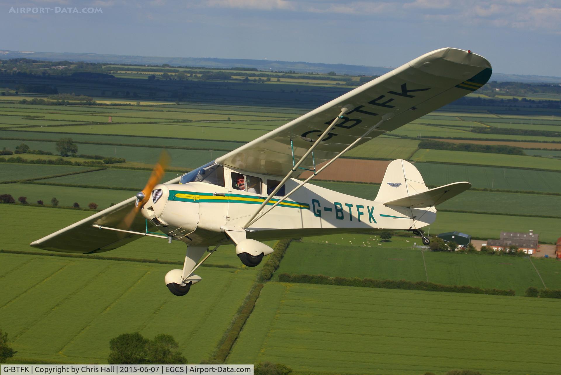 G-BTFK, 1947 Taylorcraft BC-12D Twosome C/N 10540, A2A with BTFK, photo taken from Cessna 120 G-AJJS