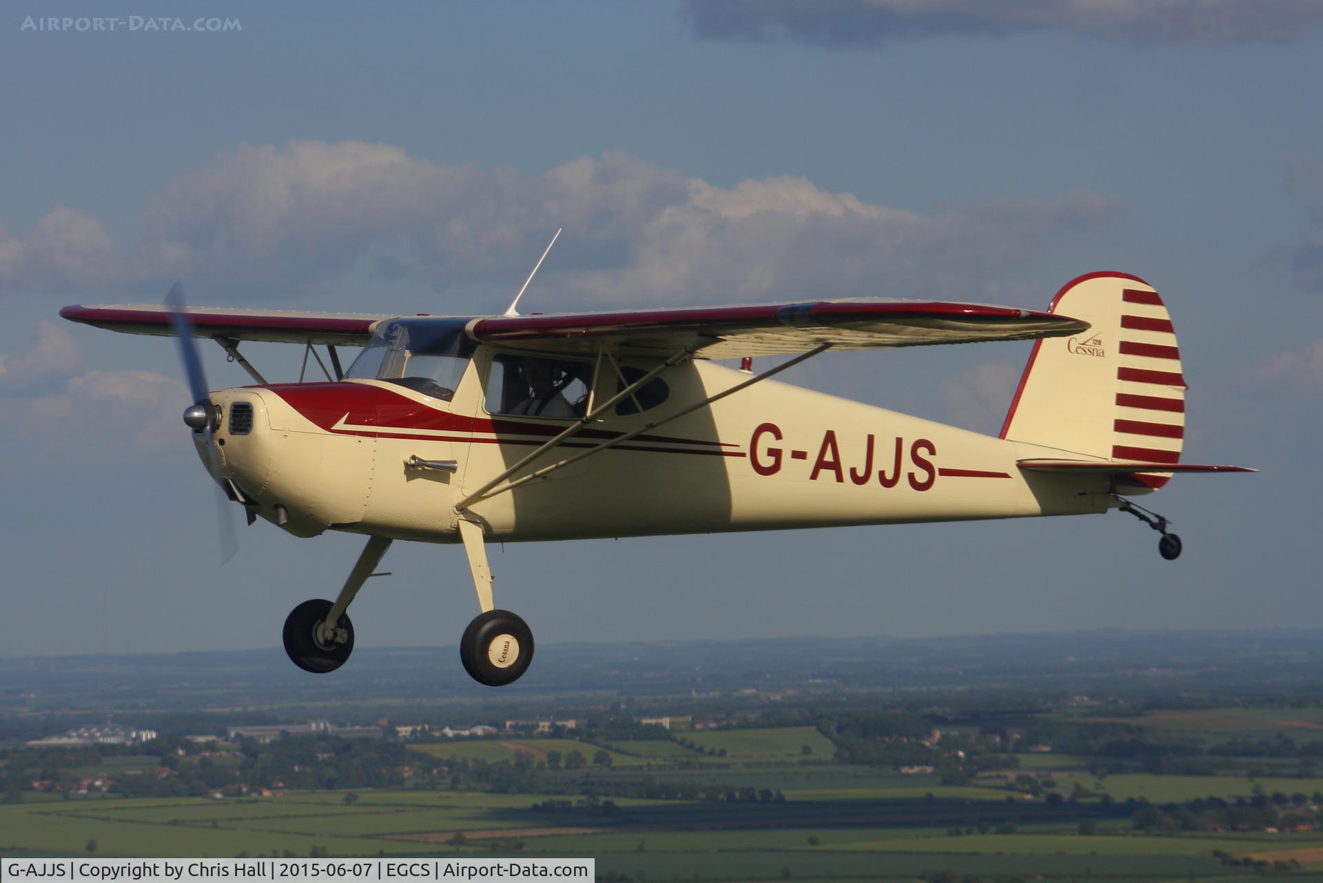 G-AJJS, 1947 Cessna 120 C/N 13047, A2A with AJJS, photo taken from G-BTFK Taylorcraft BC-12D Twosome