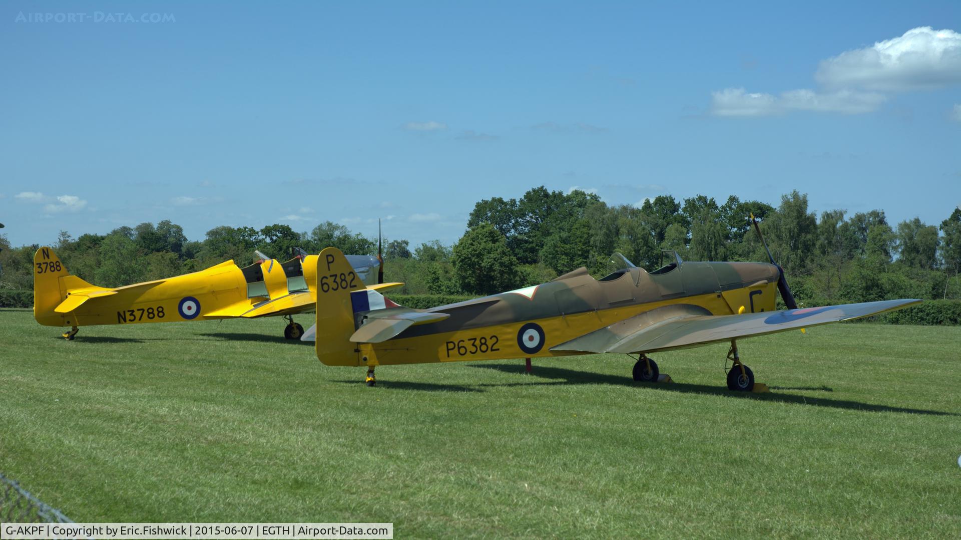 G-AKPF, 1941 Miles M14A Hawk Trainer 3 C/N 2228, 5. Magister and Hawk Trainer at The Shuttleworth Flying Day and LAA Party in the Park, June 2015.