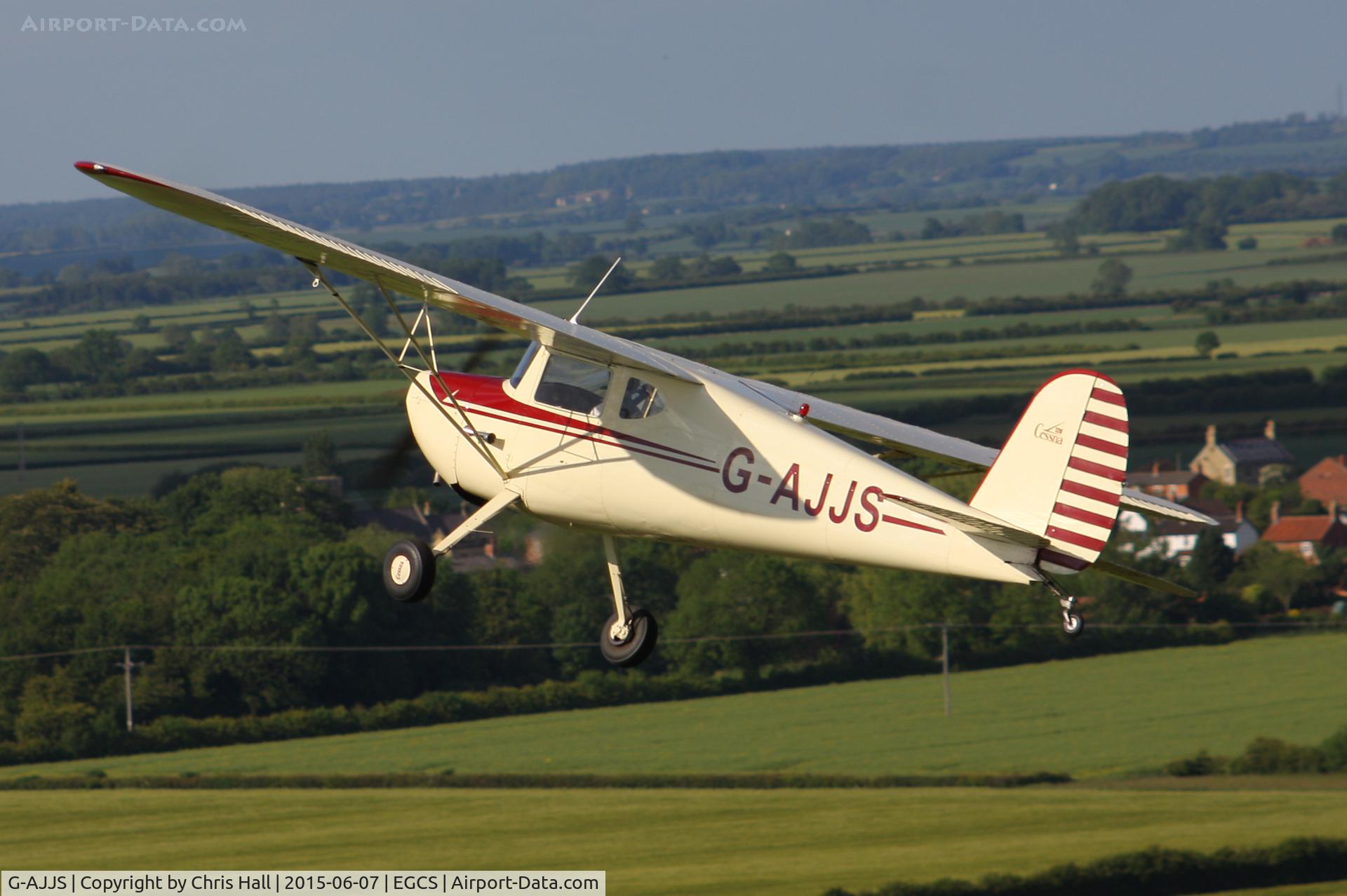 G-AJJS, 1947 Cessna 120 C/N 13047, A2A with AJJS, photo taken from G-BTFK Taylorcraft BC-12D Twosome