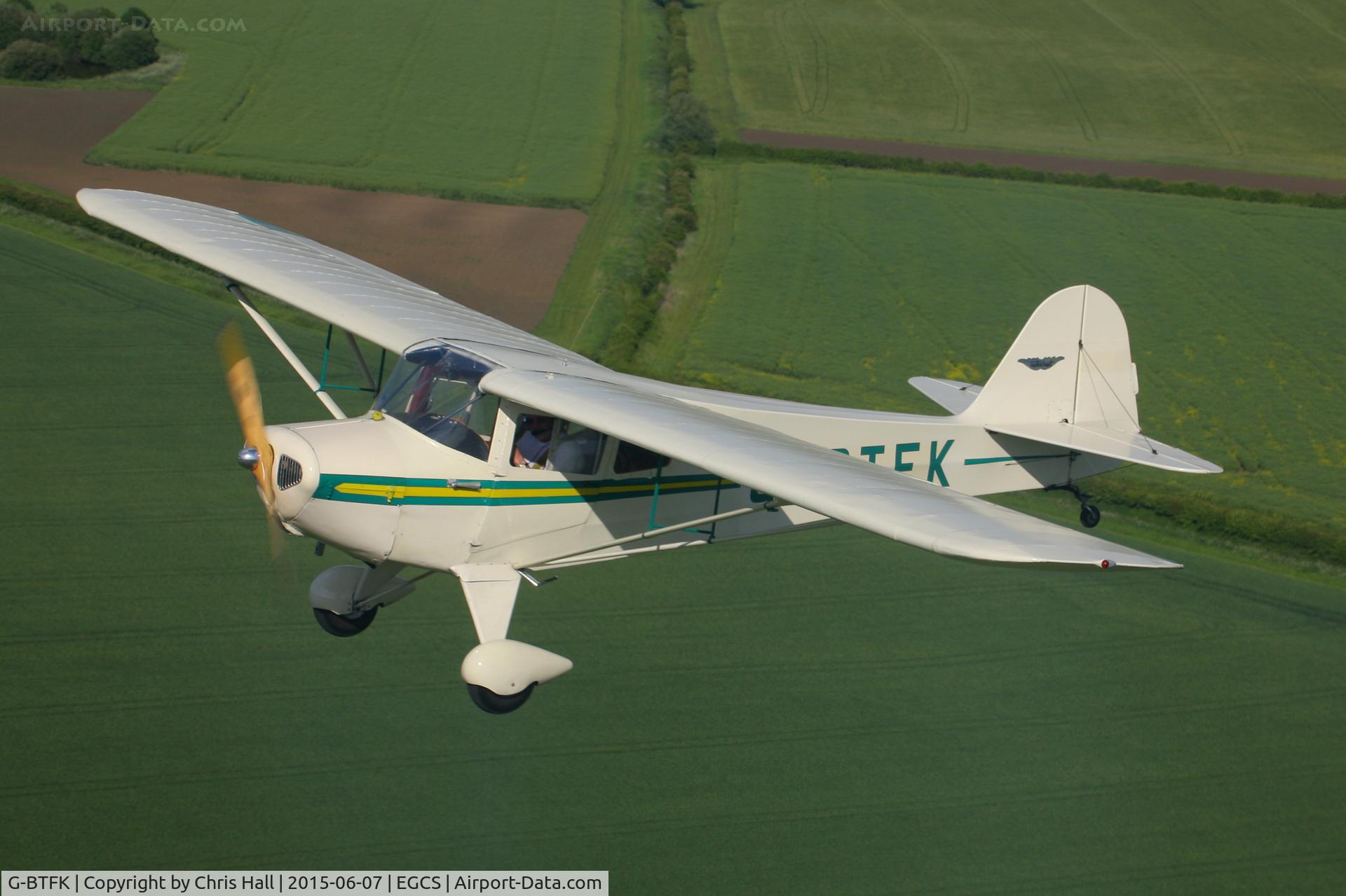 G-BTFK, 1947 Taylorcraft BC-12D Twosome C/N 10540, A2A with BTFK, photo taken from Cessna 120 G-AJJS